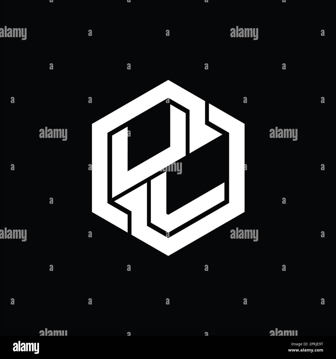 Logo UL monogramme de jeu avec modèle de conception de forme géométrique hexagonale Banque D'Images