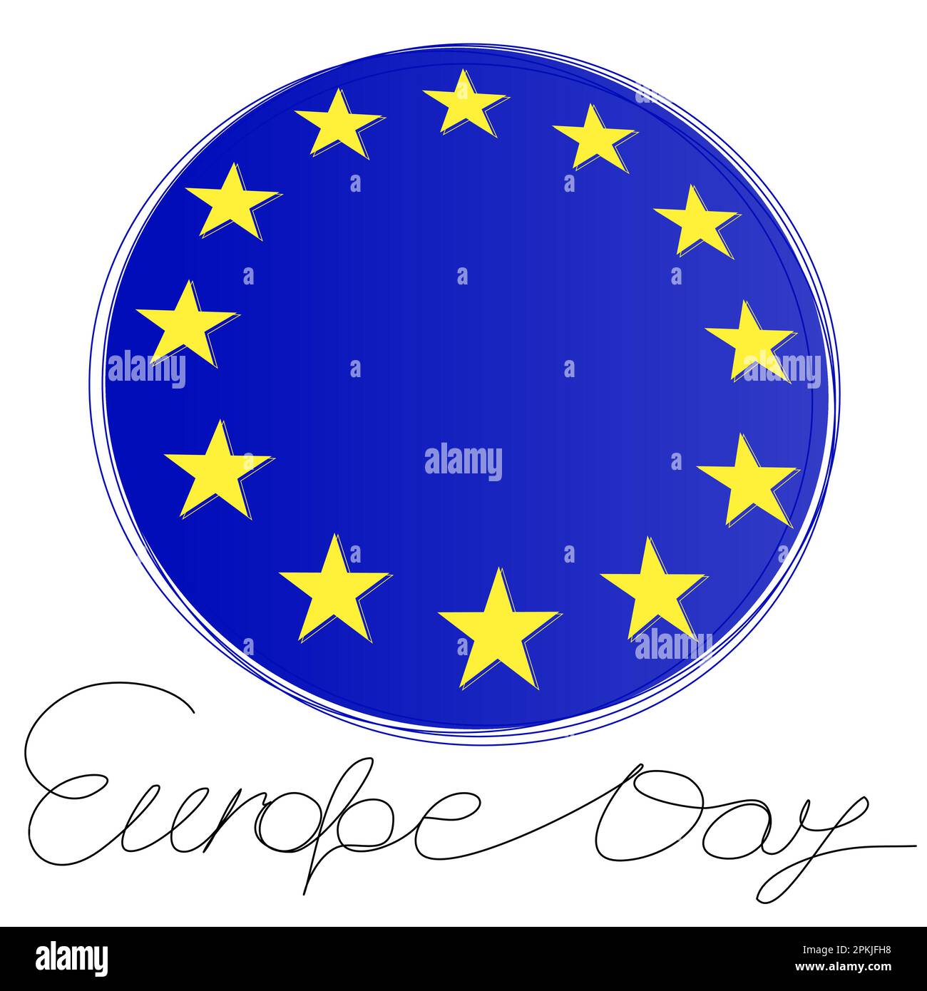 Journée de l'Europe sur une ligne sur fond blanc. Illustration de Vecteur