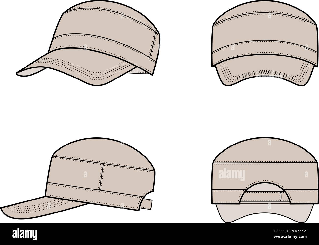 Casquette de baseball pour hommes. Avant, arrière, latéral. Illustration de Vecteur