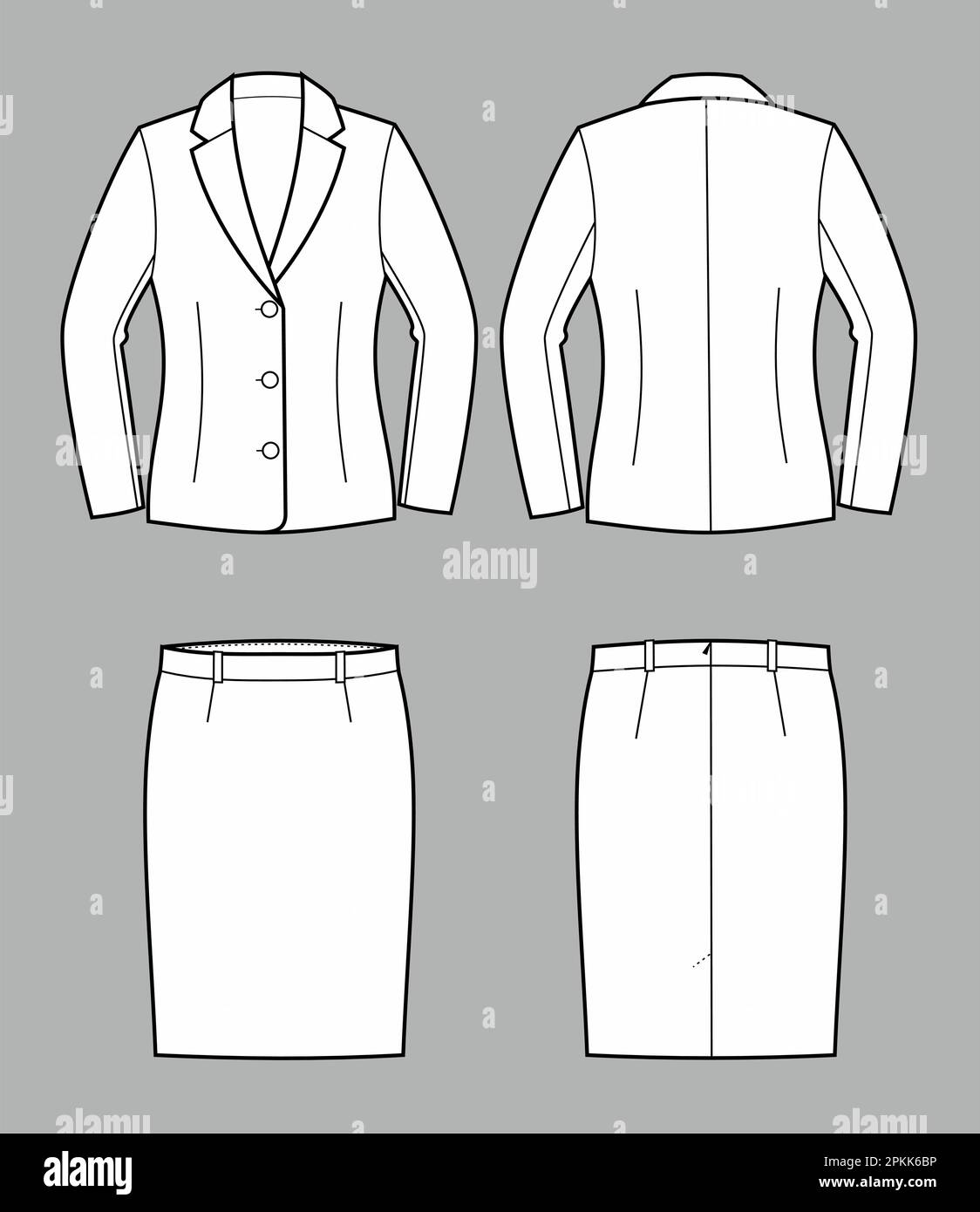 Ensemble de vêtements de travail pour femmes veste et jupe . Illustration de Vecteur