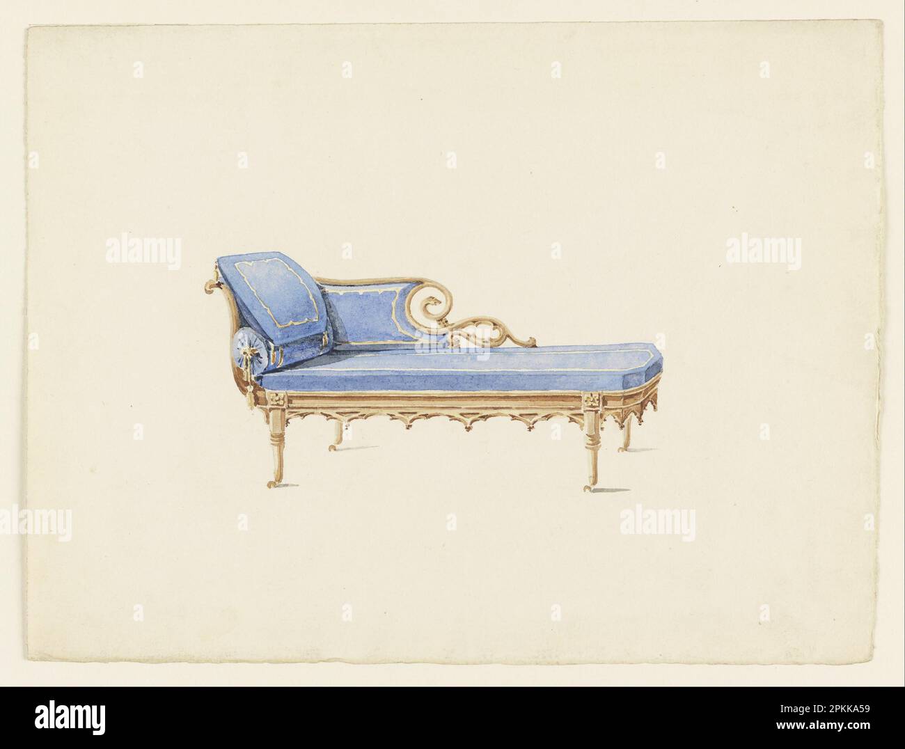 Design pour un canapé dans le style gothique revival StyleFrançais : Dessin pour une méridienne de style néo-gothique ca. 1830 par Augustus Charles Pugin Banque D'Images Design pour un canapé dans le style gothique revival StyleFrançais : Dessin pour une méridienne de style néo-gothique ca. 1830 par Augustus Charles Pugin Banque D'Images