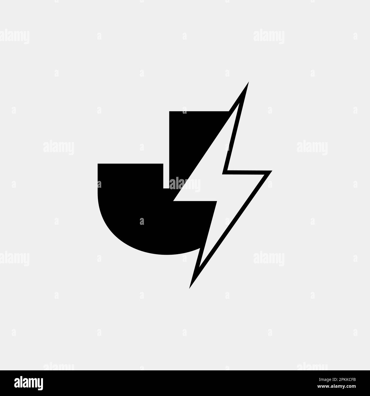 Logo J Letter avec Lightning Thunder Bolt Vector Design. Illustration du vecteur du logo lettre J du boulon électrique. Illustration de Vecteur