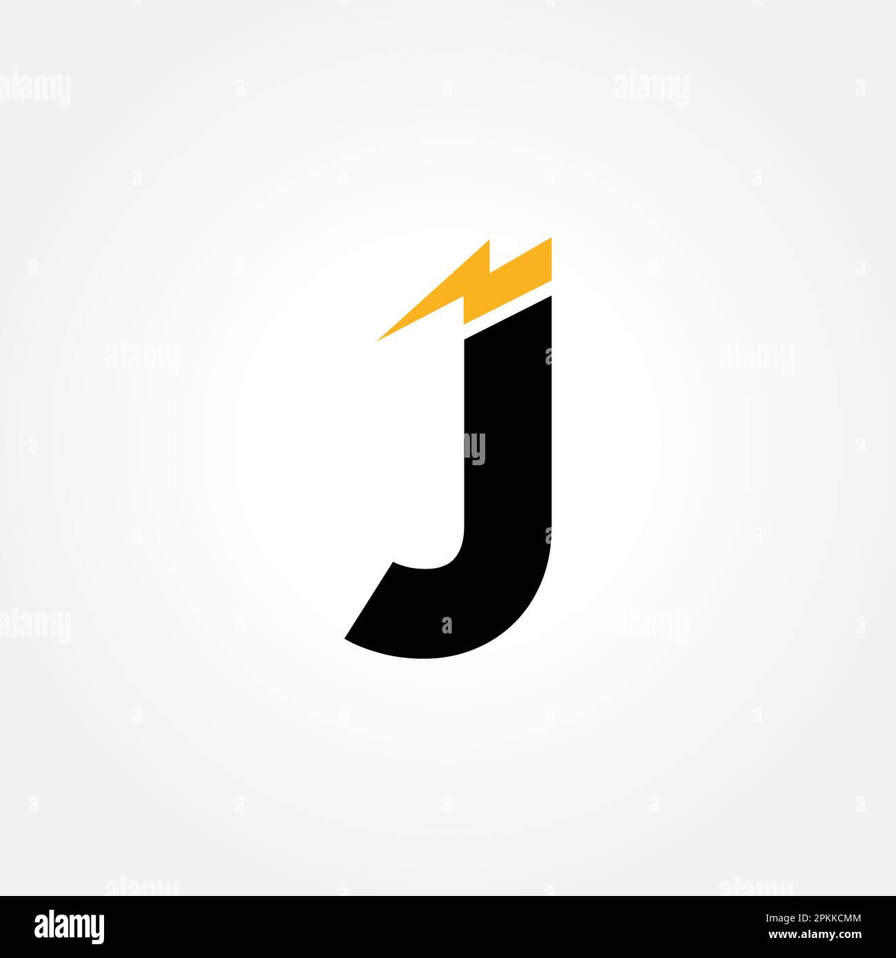 Logo J Letter avec Lightning Thunder Bolt Vector Design. Illustration du vecteur du logo lettre J du boulon électrique. Illustration de Vecteur