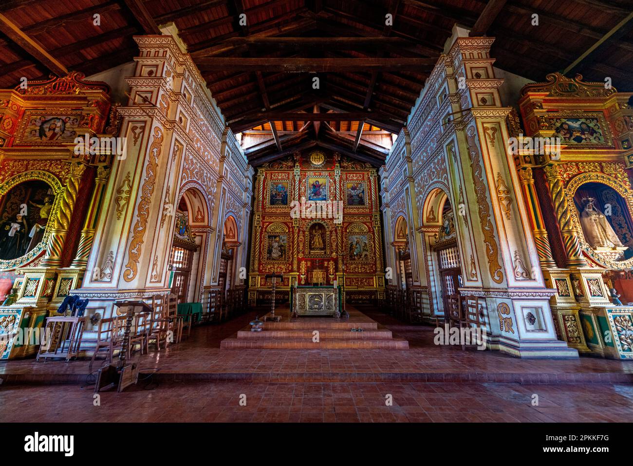 Intérieur de la Mission de Concepcion, missions jésuites de Chiquitos, site du patrimoine mondial de l'UNESCO, département de Santa Cruz, Bolivie, Amérique du Sud Banque D'Images