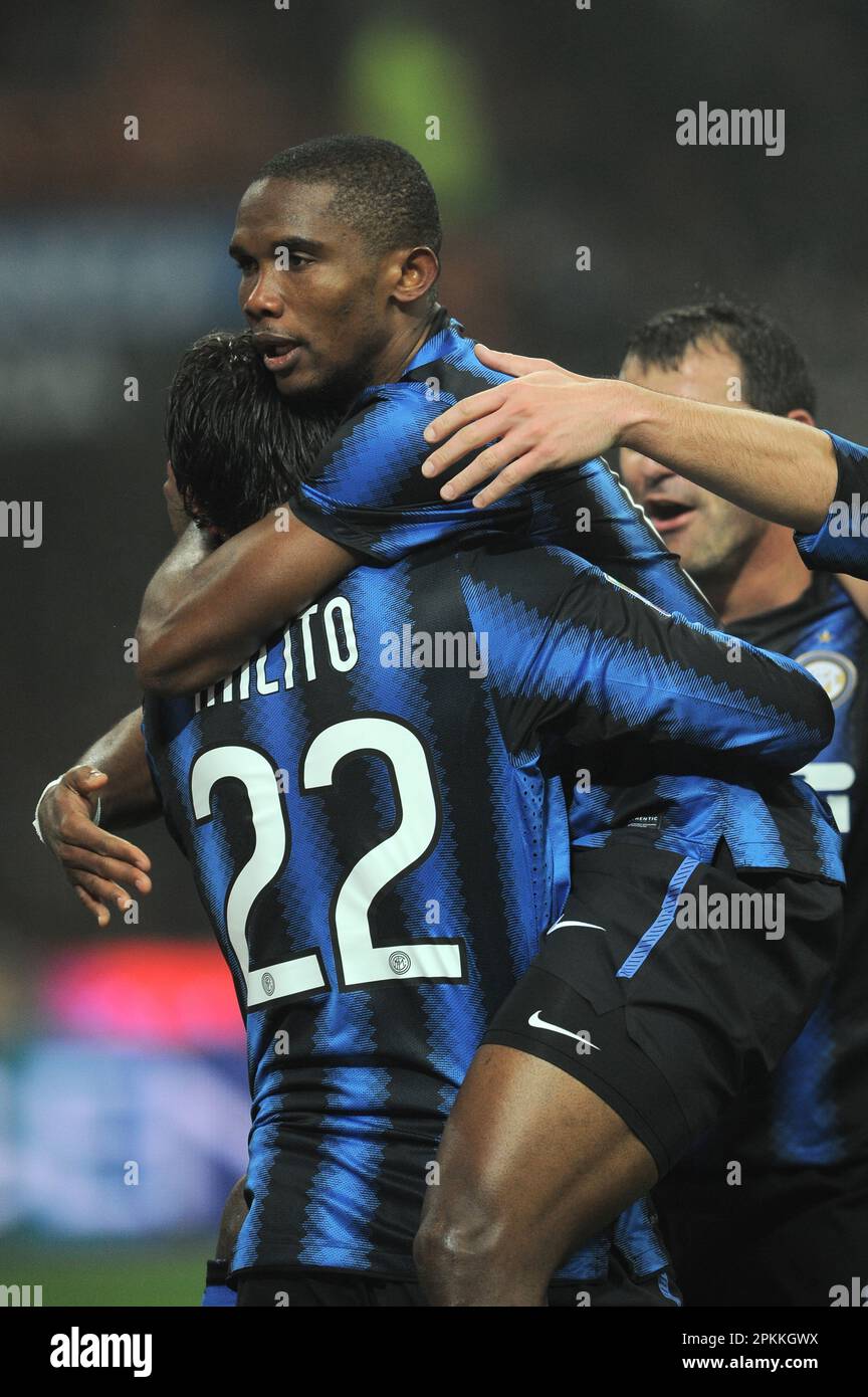 Milan, Italie, 15/01/2011 : Samuel ETO’o pendant le match Inter Bologna Banque D'Images