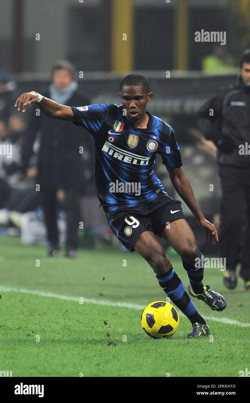 Milan, Italie, 15/01/2011 : Samuel ETO’o pendant le match Inter Bologna Banque D'Images