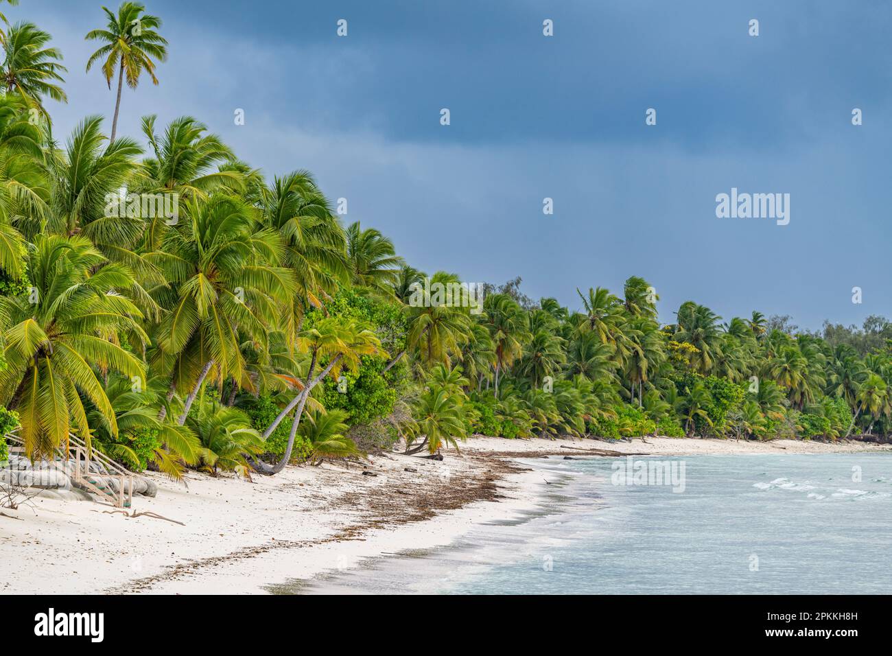Plage de sable blanc, Western Island, îles Cocos (Keeling), territoire australien de l'océan Indien, Australie, Océan Indien Banque D'Images