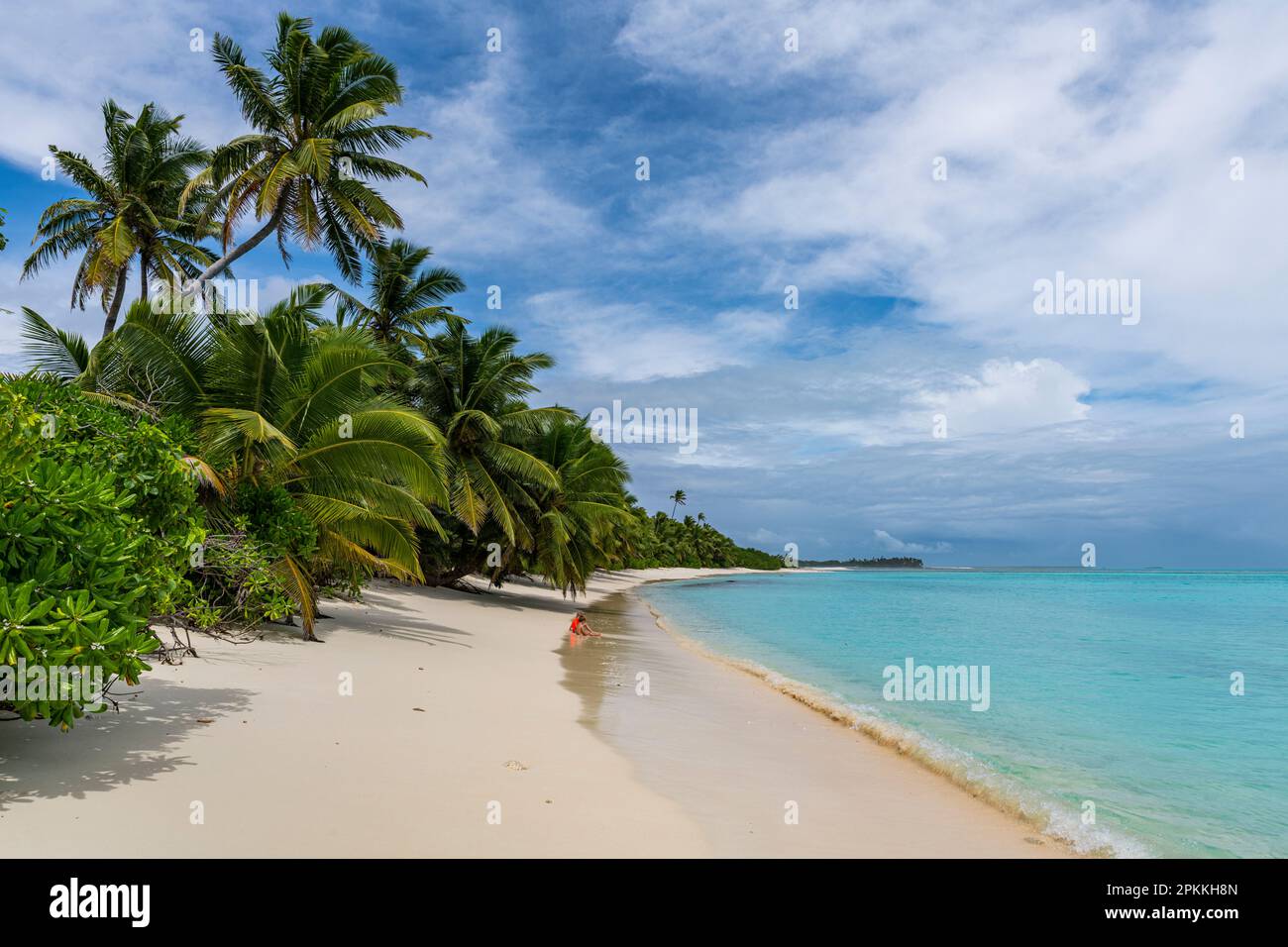 Plage de sable blanc, Direction Island, îles Cocos (Keeling), territoire australien de l'océan Indien, Australie, Océan Indien Banque D'Images