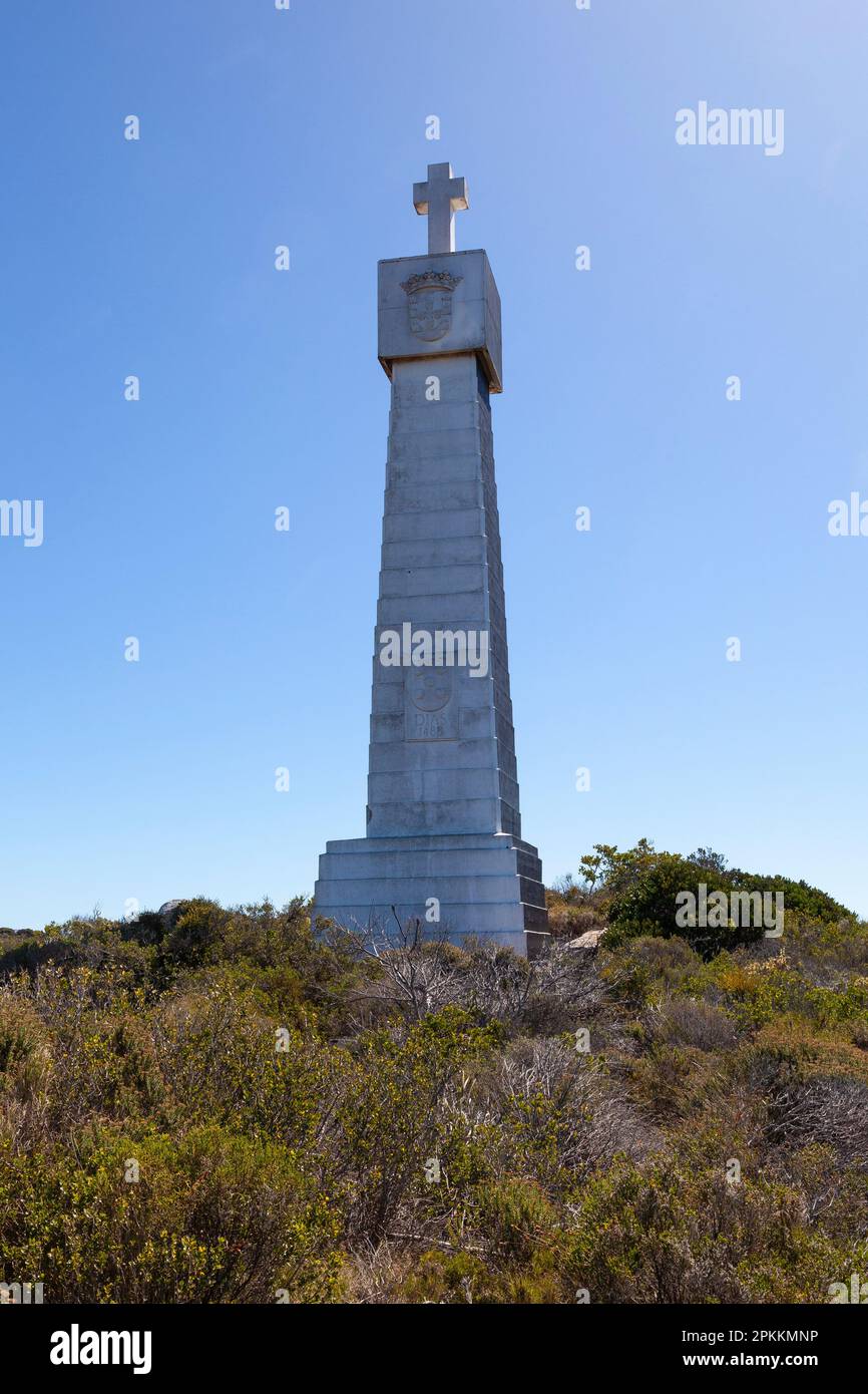 Dias Cross, Cape point, Cap de bonne espérance, Cape Town, Afrique du Sud. La croix originale a été érigée en 1488 par Bartholomew Diaz, le navigateur portugais Banque D'Images