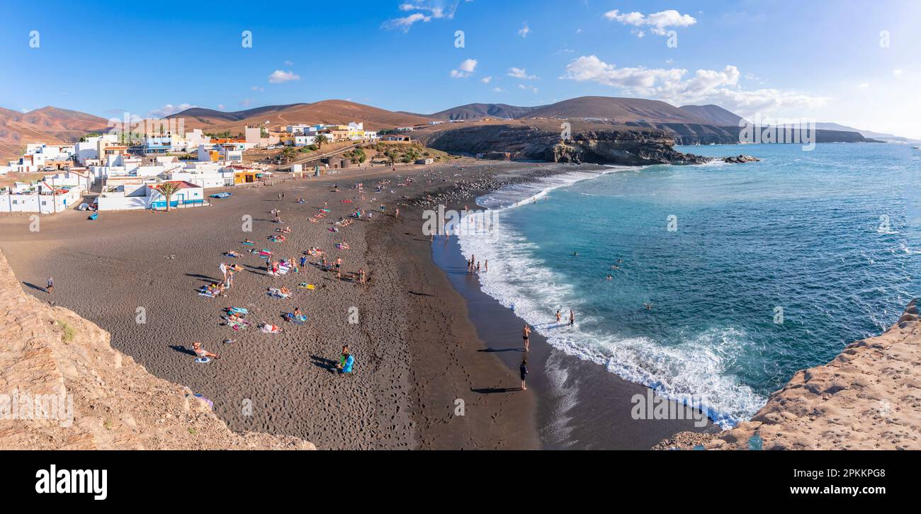 Vue sur Playa de Ajuy depuis Mirador Playa de Ajuy, Ajuy, Fuerteventura, îles Canaries, Espagne, Atlantique, Europe Banque D'Images