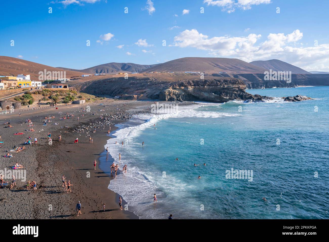 Vue sur Playa de Ajuy depuis Mirador Playa de Ajuy, Ajuy, Fuerteventura, îles Canaries, Espagne, Atlantique, Europe Banque D'Images