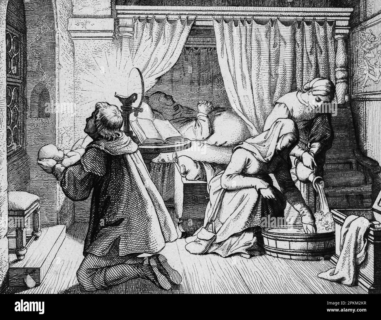 Luthers Geburt, naissance de Luther, 11 h, 10 novembre 1483, illustration historique 1851 Banque D'Images