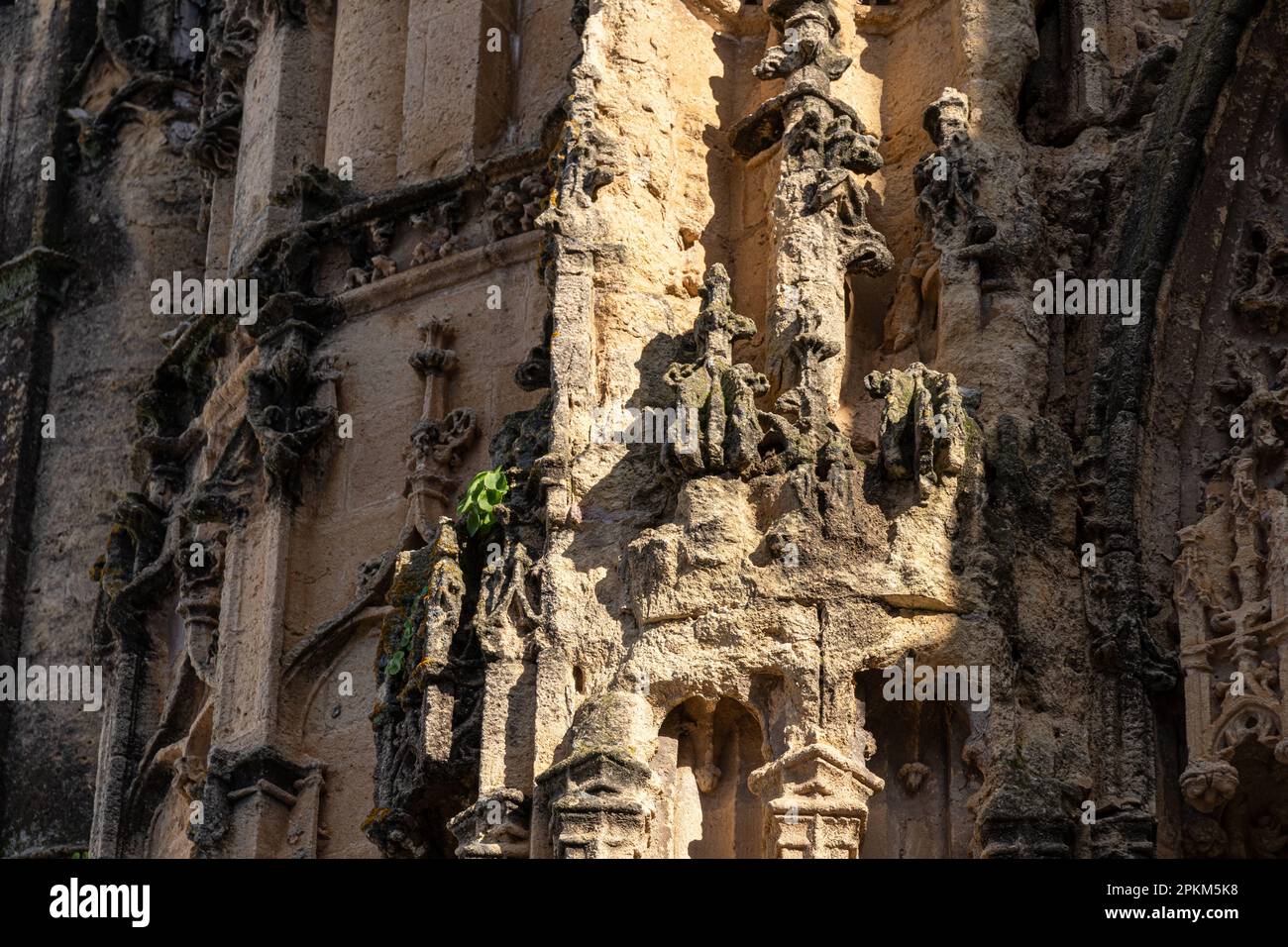 Arcos de la Frontera, Espagne. Façade plateresque et gothique tardif de l'Eglise Iglesia de Nuestra Senora de la Asunción (église notre-Dame de l'Assomption) Banque D'Images