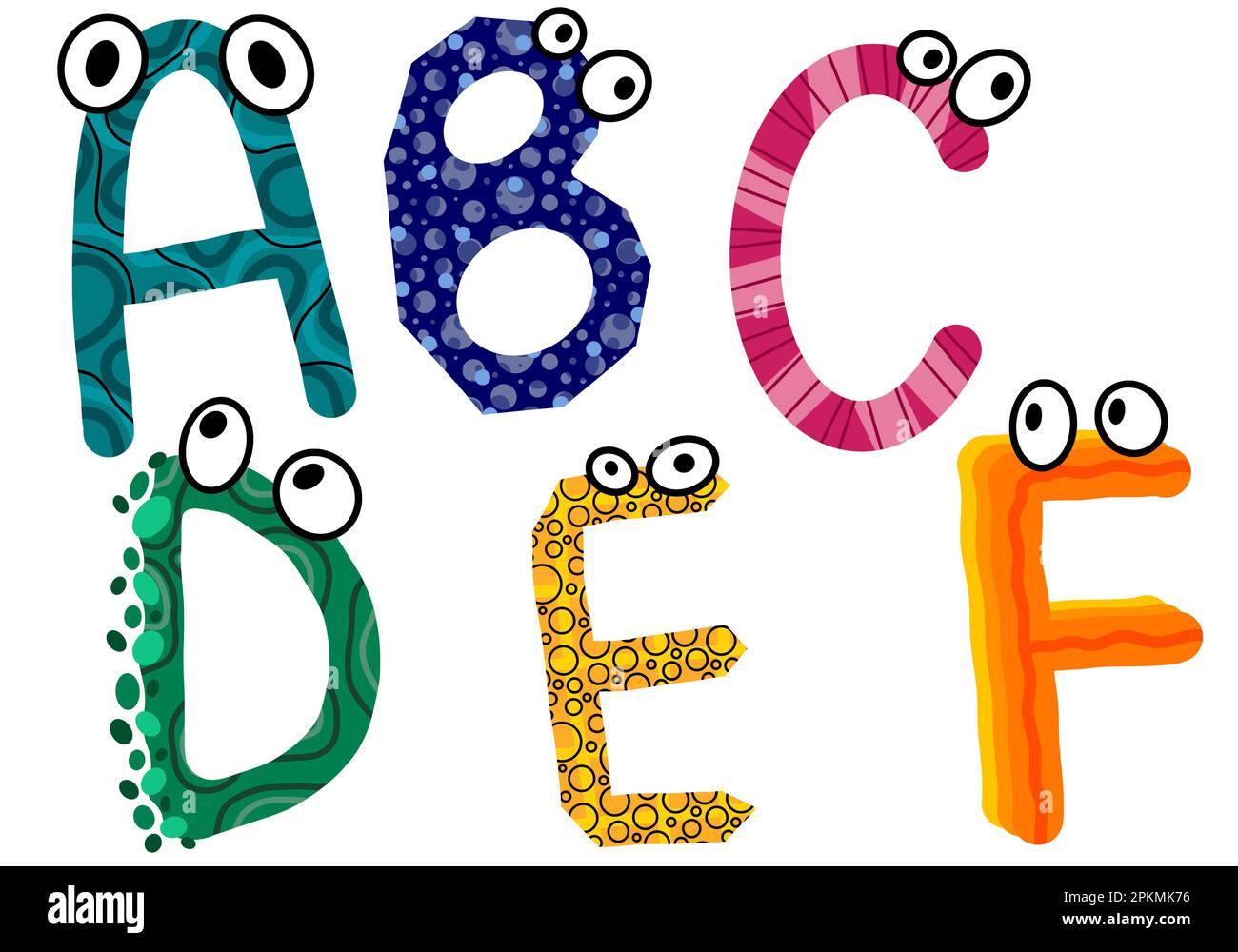 Dessin animé alphabet anglais lettres ensemble monstre avec les yeux pour  les enfants vêtements imprimés et accessoires et draps et tissus et  textiles de jardin d'enfants. Haute q Photo Stock - Alamy