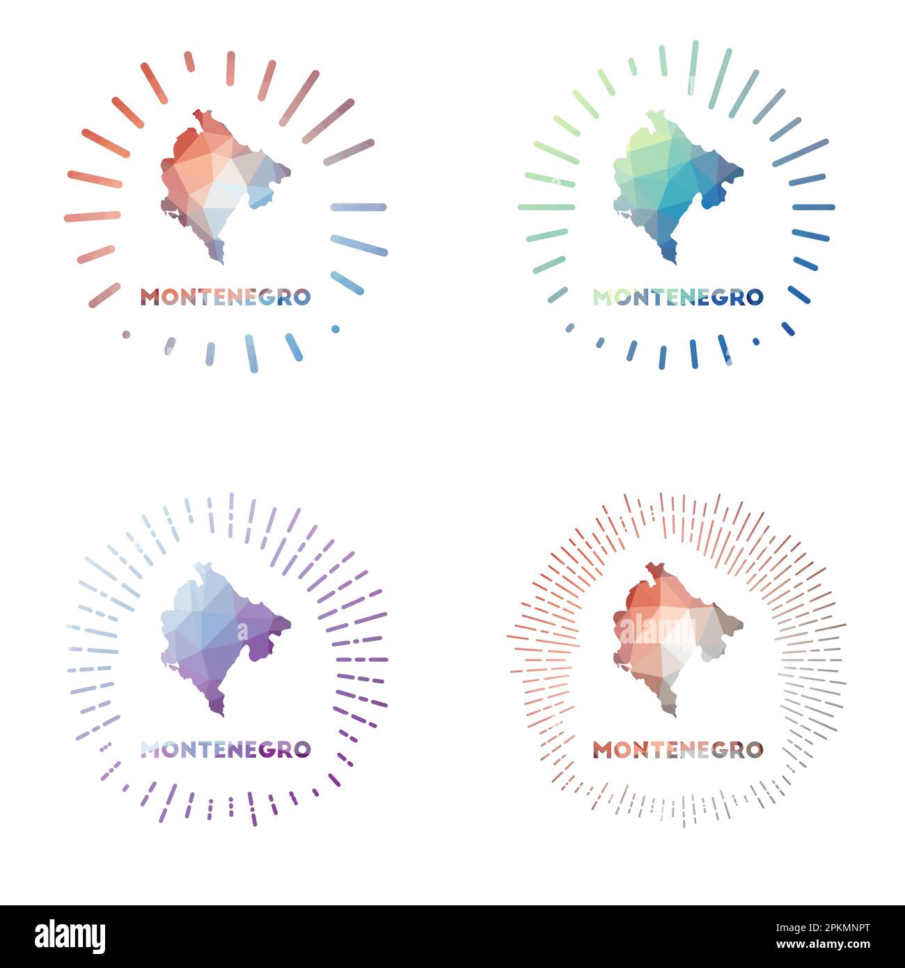 Ensemble de lunettes de soleil en polyester bas au Monténégro. Logo du pays dans un style polygonal géométrique. Illustration vectorielle. Illustration de Vecteur