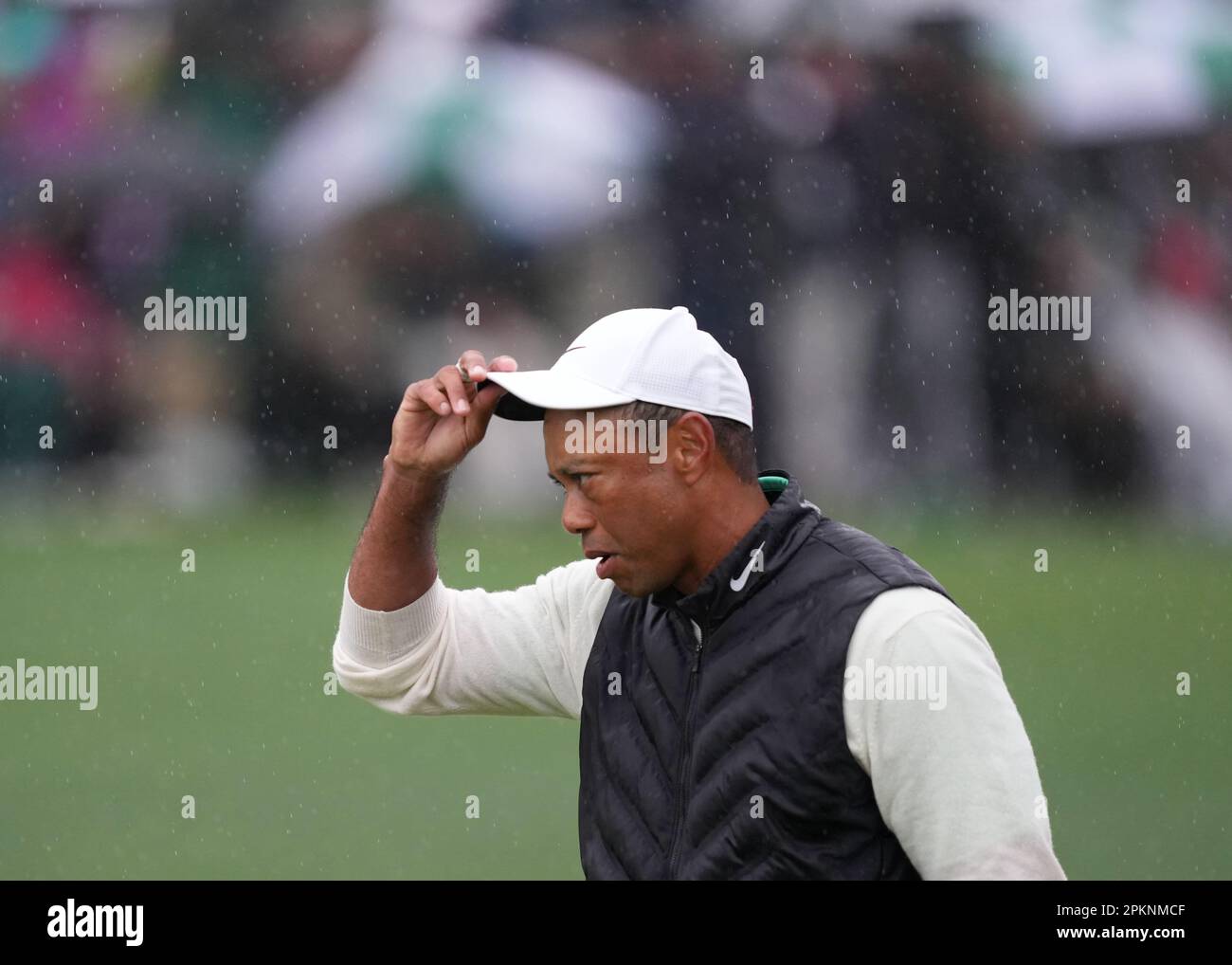 Augusta, États-Unis. 8th avril 2023. Tiger Woods des États-Unis est vu lors de la deuxième partie du tournoi de golf Masters 2023 au club de golf national d'Augusta, aux États-Unis, sur 8 avril 2023. Crédit : Wu Xiaoling/Xinhua/Alay Live News Banque D'Images