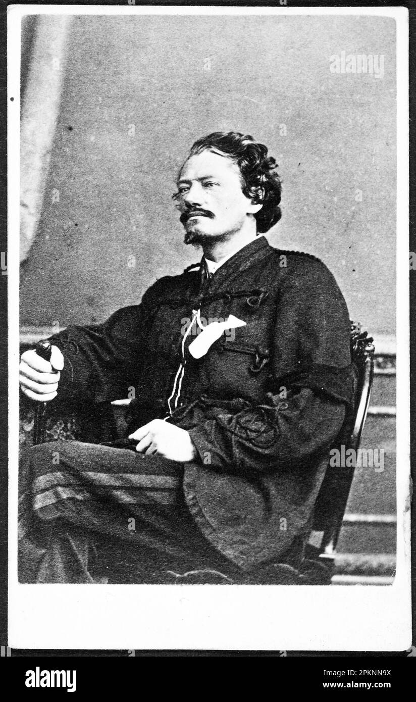 Portrait du major Gustavus von Tempsky, tué pendant les guerres des terres maories en Nouvelle-Zélande en 1866. Banque D'Images