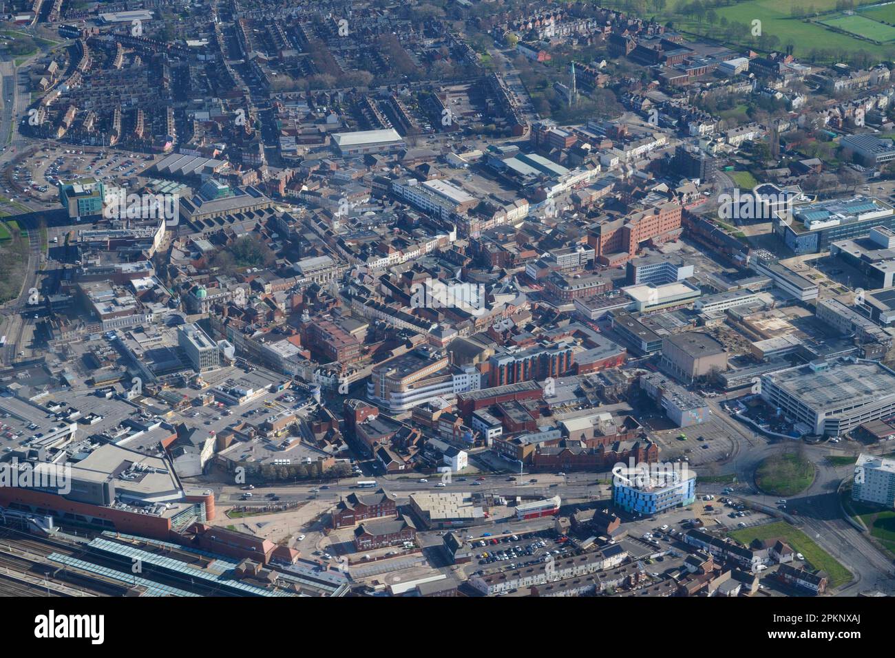 Une vue aérienne de la nouvelle ville de Doncaster, dans le Yorkshire du Sud, dans le nord de l'Angleterre, au Royaume-Uni Banque D'Images