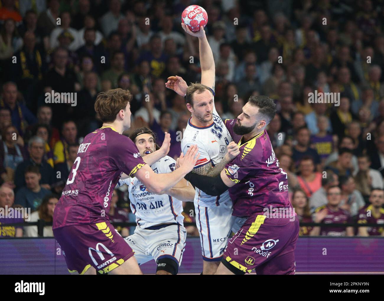 Nantes, France. 08th avril 2023. Valentin porte de Montpellier Handball
