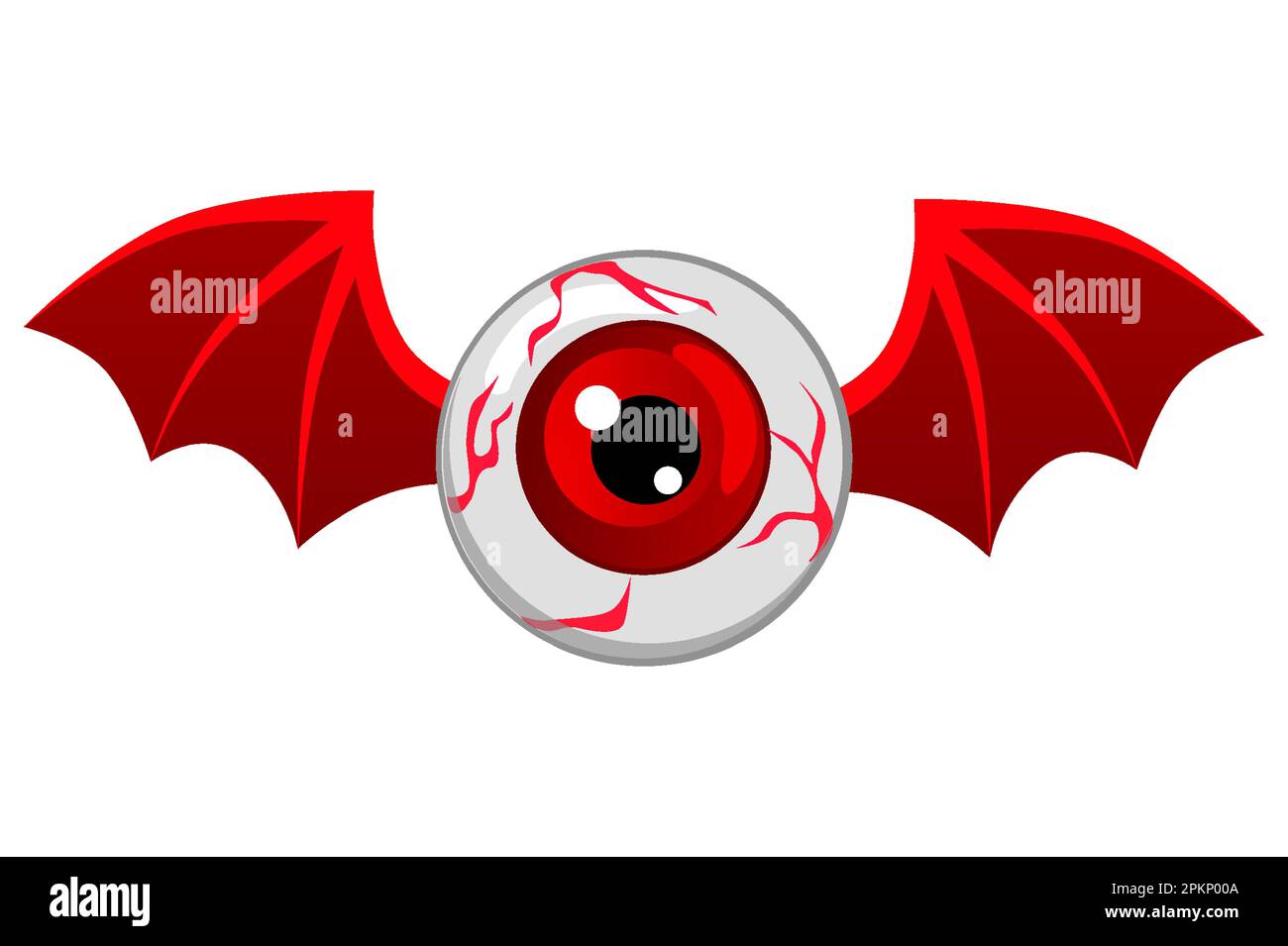Globe oculaire rouge volant, vecteur Illustration du globe oculaire humain volant avec des ailes de chauve-souris ou de dragon Illustration de Vecteur