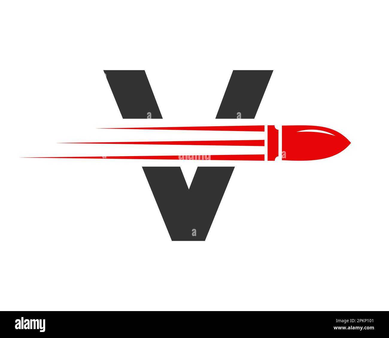 Logo Bullet de tir lettre V avec symbole concept arme for Safety and protection Illustration de Vecteur