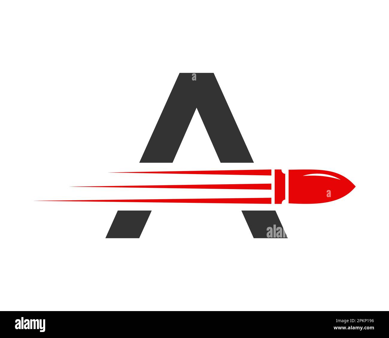 Lettre A logo balle de tir avec symbole arme concept pour la sécurité et la protection Illustration de Vecteur