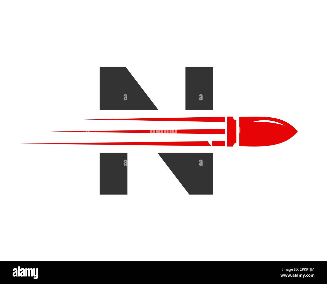 Logo Bullet de tir Letter N avec symbole concept arme for Safety and protection Illustration de Vecteur