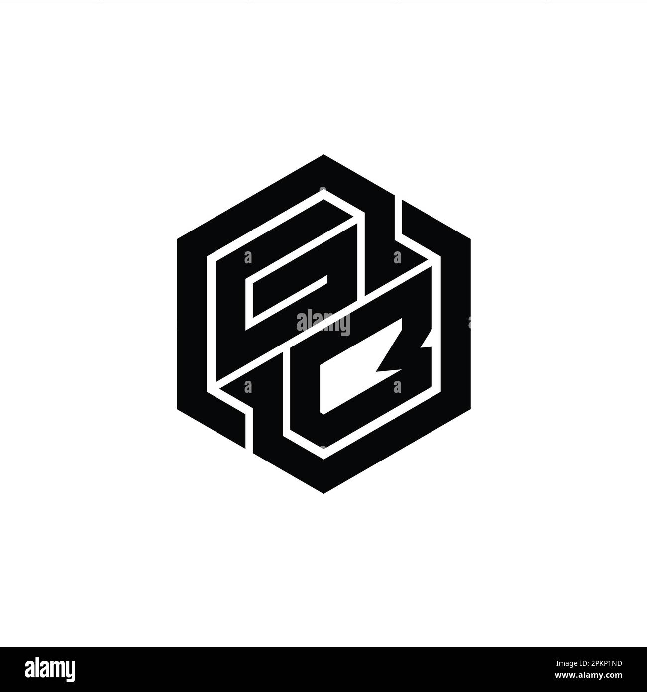 GB logo monogramme jeu avec modèle de conception de forme géométrique hexagonale Banque D'Images