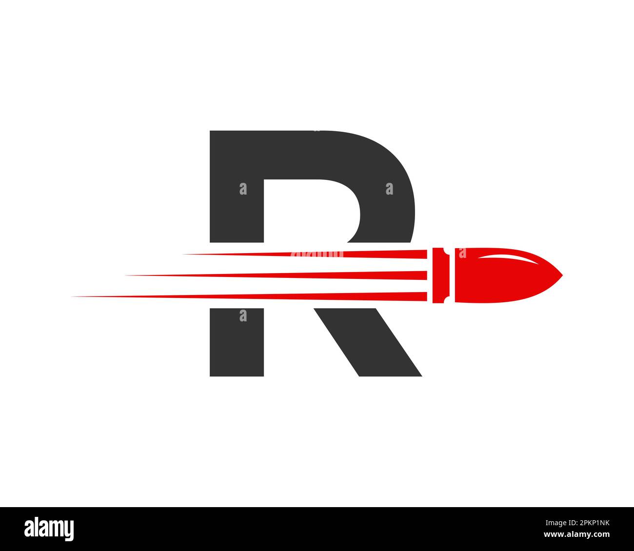 Lettre R tir Bullet logo avec concept arme pour la sécurité et la protection symbole Illustration de Vecteur