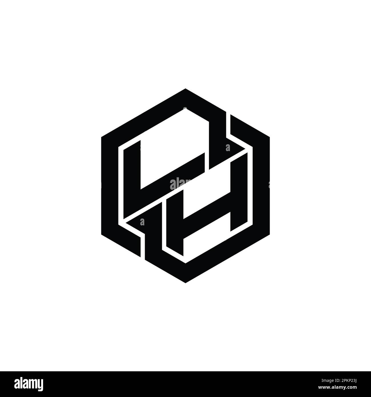 Logo LH monogramme de jeu avec modèle de forme géométrique hexagonale Banque D'Images