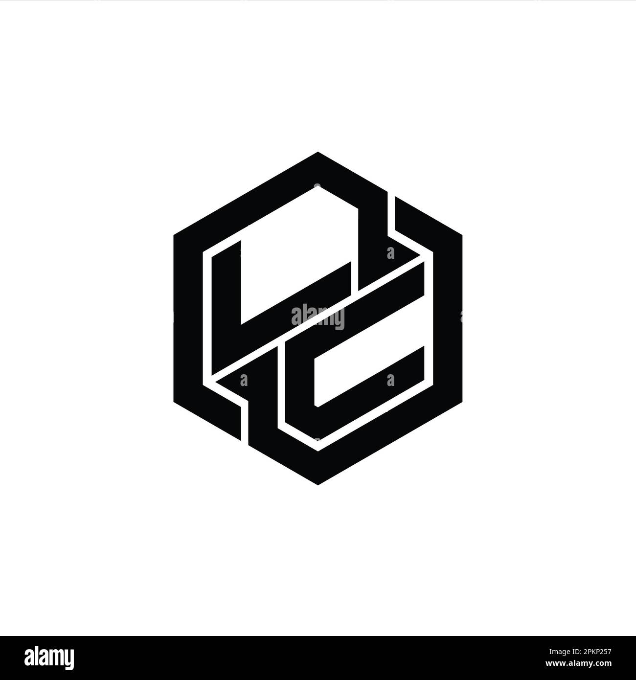 Logo LC monogramme de jeu avec modèle de conception de forme géométrique hexagonale Banque D'Images