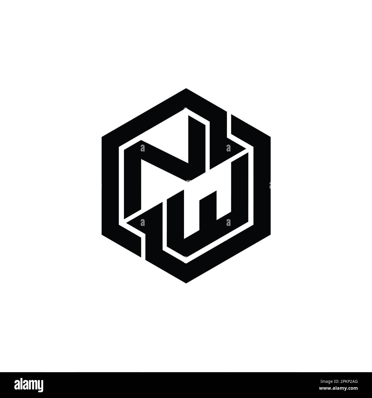 NW logo monogramme jeu avec modèle de conception de forme géométrique hexagonale Banque D'Images