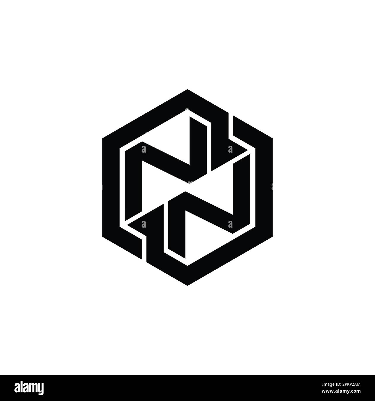 LOGO NN monogramme de jeu avec modèle de conception de forme géométrique hexagonale Banque D'Images