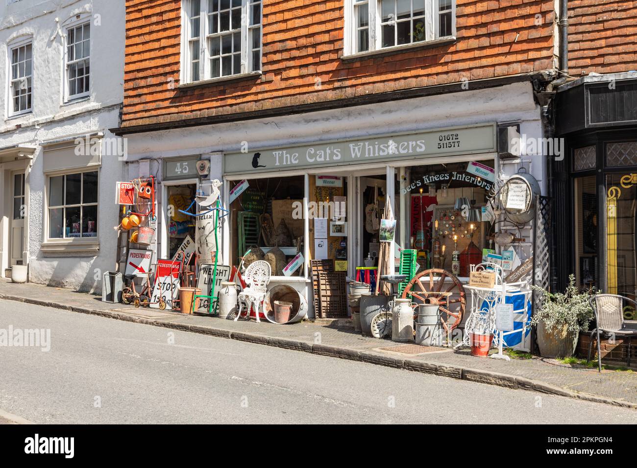 The Cat's Whiskers Antique Shop à Kingsbury Street, Marlborough, Wiltshire, Angleterre, Royaume-Uni Banque D'Images
