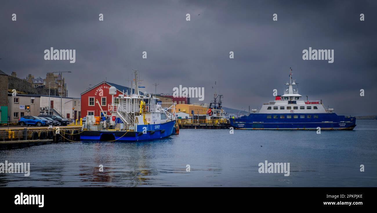 Scène portuaire à Lerwick, Shetland Isle, Écosse Banque D'Images