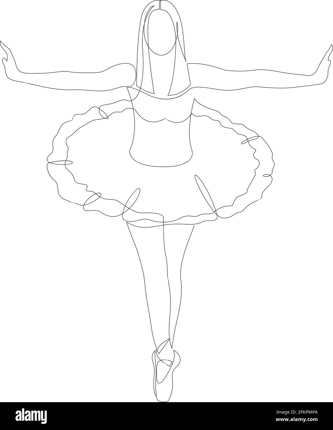 Un dessin d'une seule ligne de jeune danseur de ballet. Dessin au trait continu Ballerina. Illustration vectorielle Illustration de Vecteur