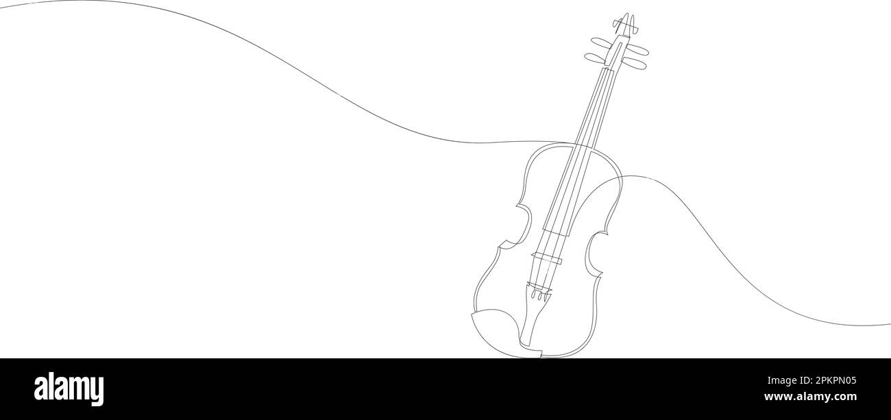 Dessin de ligne continue pour violon. Design minimaliste à une ligne Illustration de Vecteur