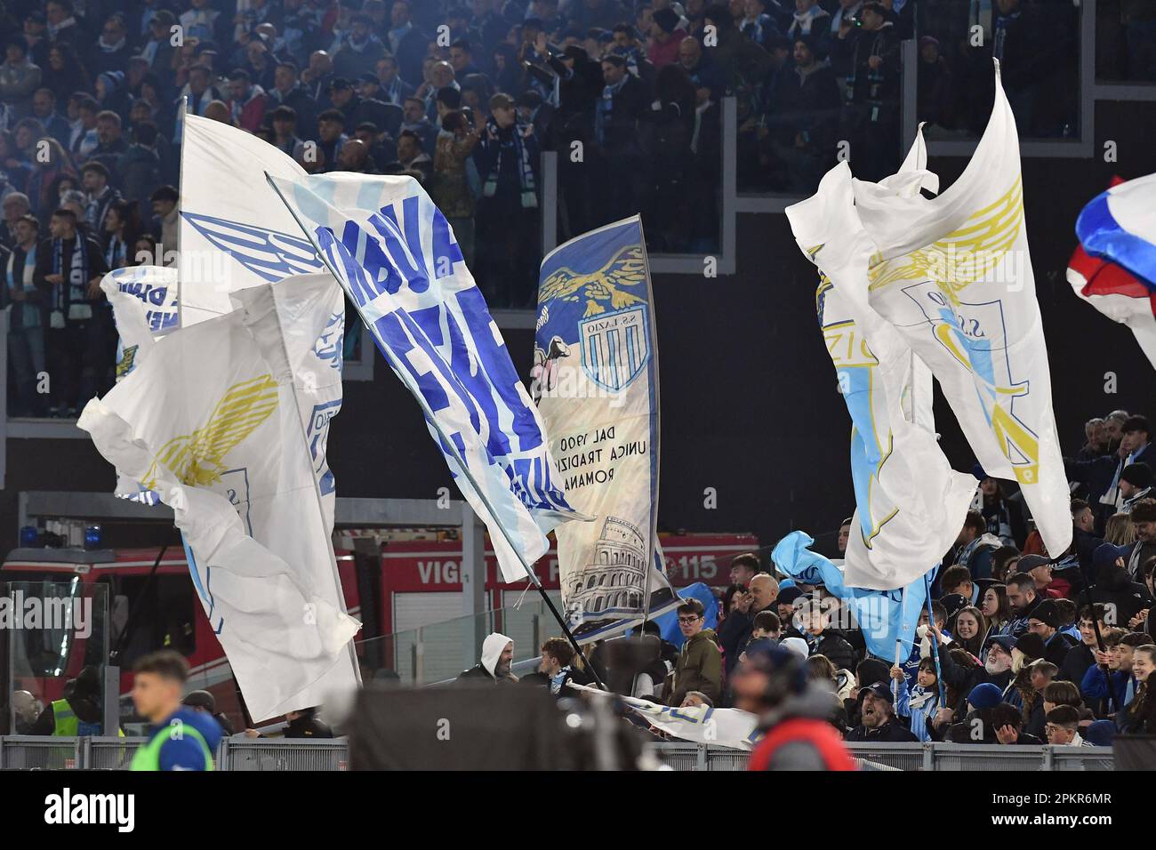 Stadio Olimpico, Rome, Italie. 8th avril 2023. Serie A football ; Lazio versus Juventus; Lazio fans crédit: Action plus Sports/Alamy Live News Banque D'Images Stadio Olimpico, Rome, Italie. 8th avril 2023. Serie A football ; Lazio versus Juventus; Lazio fans crédit: Action plus Sports/Alamy Live News Banque D'Images