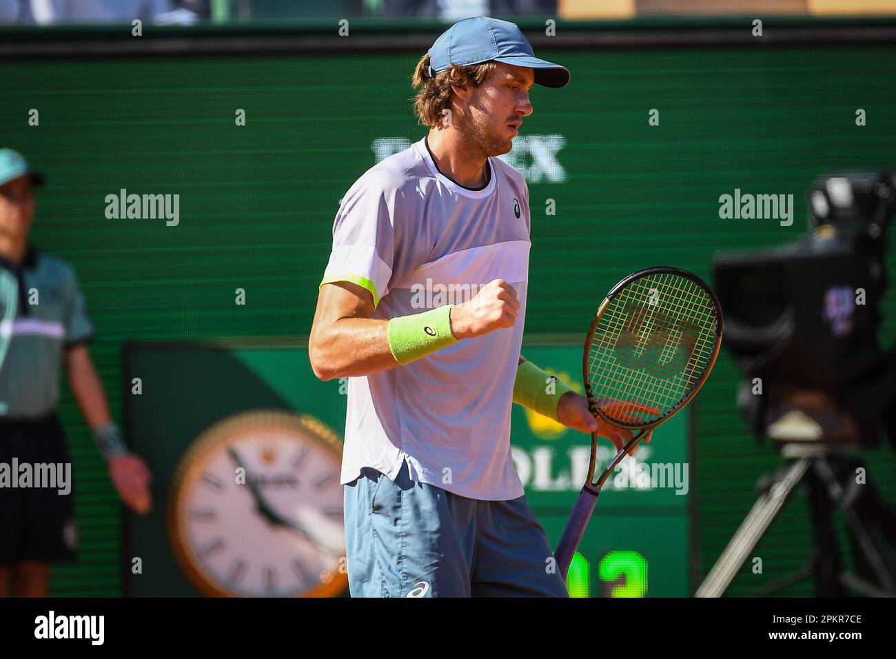 Monte Carlo, Monaco. 9th avril 2023. Nicolas JARRY, du Chili, célèbre son point de vue lors du Rolex Monte-Carlo, ATP Masters 1000 tennis sur 9 avril 2023. Au Monte-Carlo Country Club à Roquebrune Cap Martin, France - photo: Matthieu Mirville/DPPI/LiveMedia crédit: Agence photo indépendante/Alamy Live News Banque D'Images