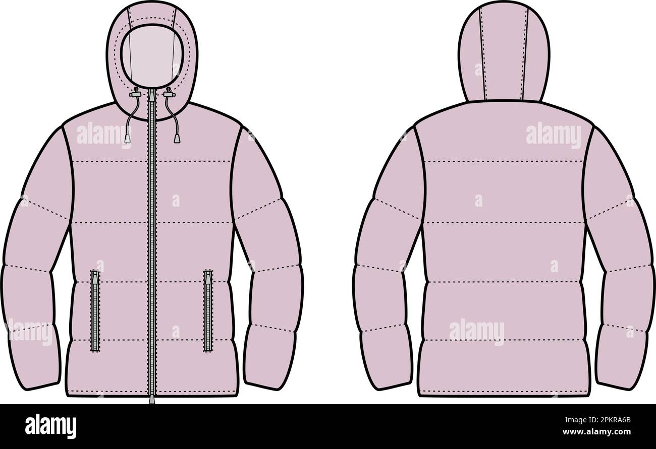 Veste d'hiver matelassée en duvet pour femme. Illustration de Vecteur