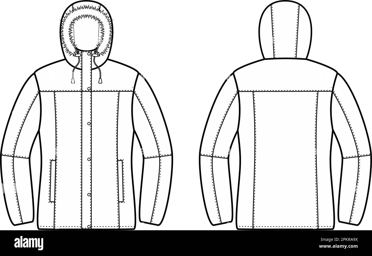 Veste d'hiver matelassée en duvet pour femme. Illustration de Vecteur