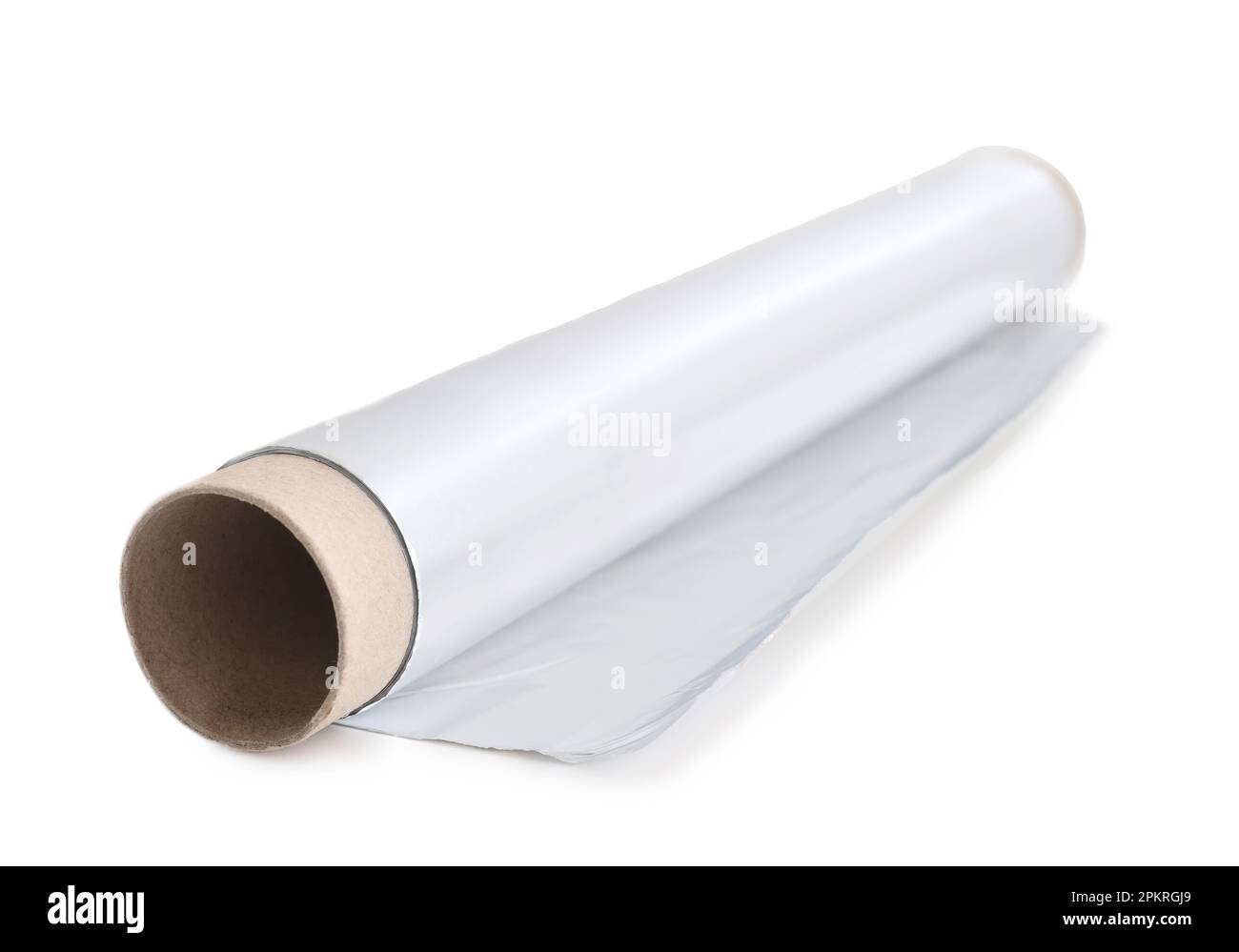 Rouleau de feuille d'aluminium isolé sur fond blanc Banque D'Images