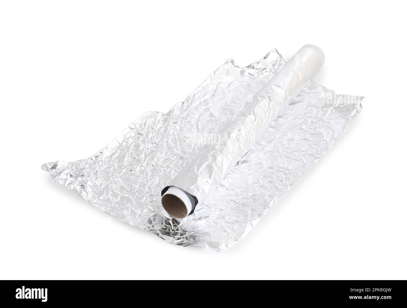 Rouleau de papier d'aluminium isolé sur fond blanc Banque D'Images