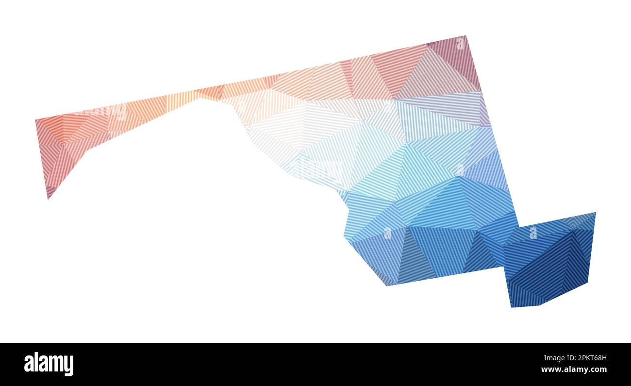 Carte du Maryland. Illustration basse poly de l'état américain. Design géométrique avec rayures. Technologie, Internet, concept de réseau. Illustration vectorielle. Illustration de Vecteur