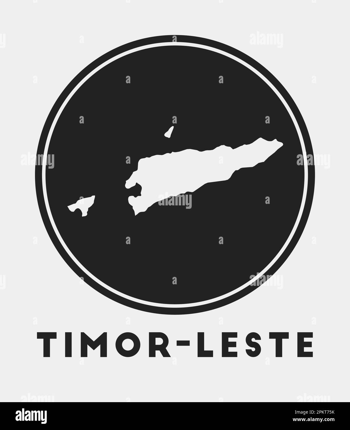 Icône Timor-Leste. Logo rond avec carte du pays et titre. Badge Timor ...