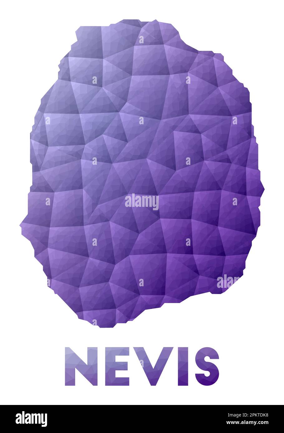 Carte de Nevis. Illustration poly basse de l'îlot. Motif géométrique violet. Illustration de vecteur polygonal. Illustration de Vecteur
