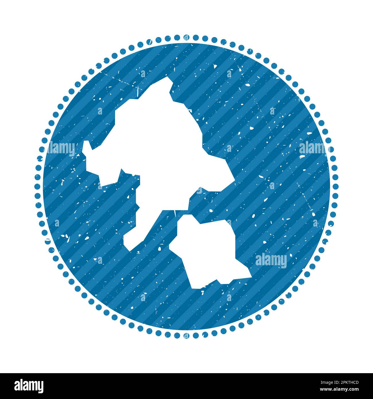 Autocollant de voyage rétro rayé aka Island. Badge avec carte, illustration vectorielle. Illustration de Vecteur