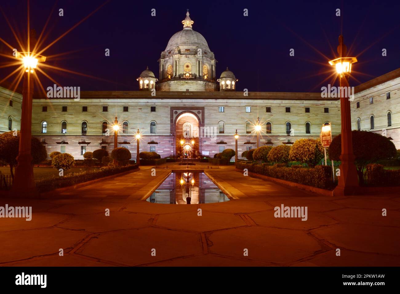 Vue de nuit de rashtrapati bhavan à New delhi, inde Banque D'Images