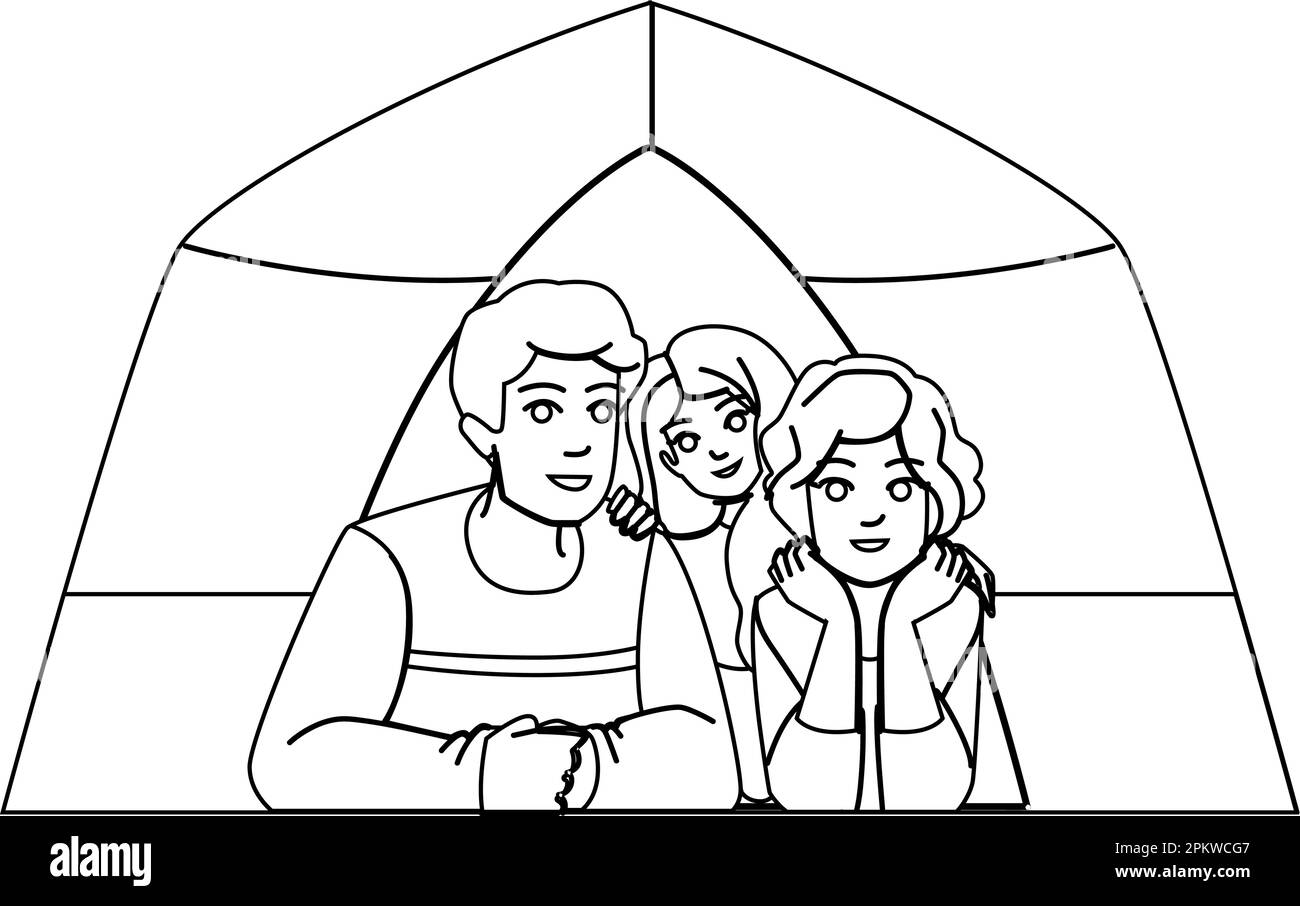 vecteur de camping familial Illustration de Vecteur