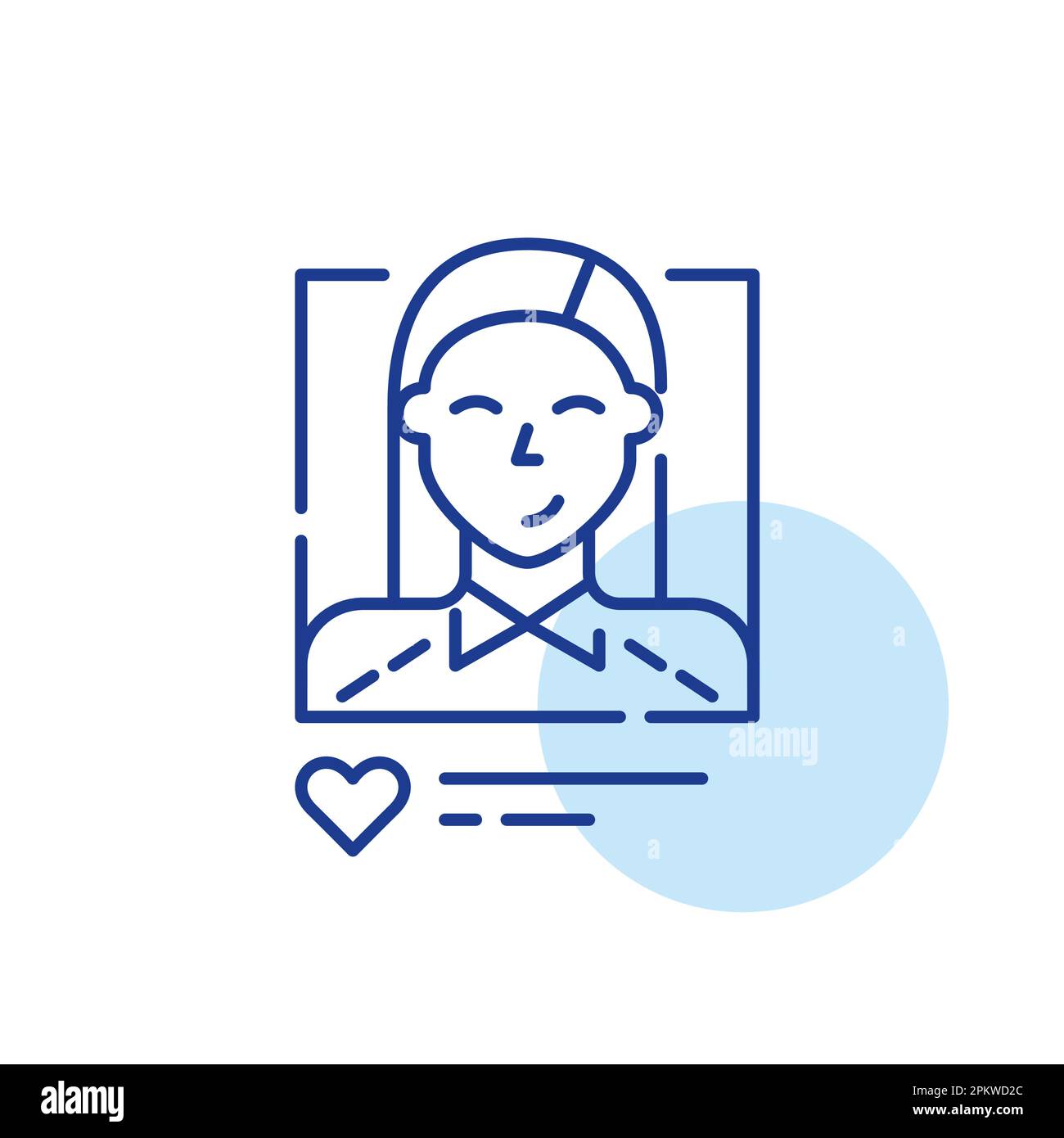 Icône du profil utilisateur de l'application de datation. Fille étudiante souriante avec cheveux longs portant une chemise. Icône de ligne de contour modifiable Pixel Perfect Illustration de Vecteur